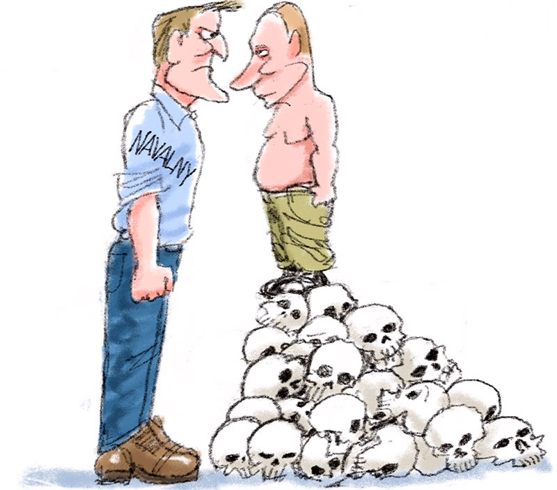 Навальный и Путин карикатура